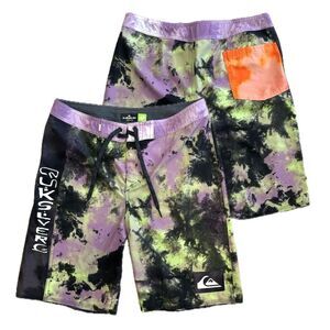 Quiksilver Surfsilk Mens Tie Dye Acid Wash Boardshort Size 30 Trippy Swim Trunks